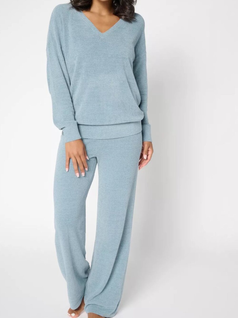 Barefoot Dreams Reg. CozyChic Ultra Lite Pullover & Wide Leg Pant Set TALL/SMALL